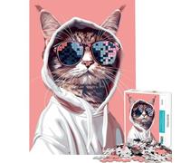 Puzzle per adolescenti da 1000 pezzi con meme di gatti e personaggi di Thug Life giochi educativi giochi stimolanti regali di Babbo Natale segreto divertenti e umoristici (dimensioni 38x52cm)