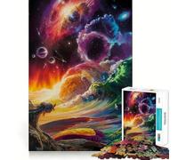 Puzzle per adolescenti da 1000 pezzi con motivo a onde celestiali e bordi perfettiDivertente gioco di logica,ideale per momenti di relax e divertimento natalizio (50x75cm)