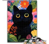 Puzzle per adolescenti da 1000 pezzi con motivo floreale e gatto nero, giocattoli educativi ideali come regalo per tutta la famiglia dai 14 anni in su (dimensioni 26x38cm)