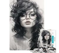 Puzzle per adolescenti da 1000 pezzi con occhiali da donna e vernice che si scioglie gioco intellettuale rompicapo difficile ottimo regalo per gli appassionati di giochi (dimensioni 50x75cm)