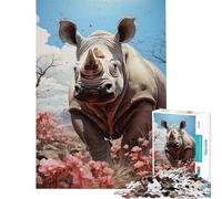 Puzzle per adolescenti da 1000 pezzi con orologio a forma di rinoceronte puzzle per adulti difficili lista dei desideri con Babbo Natale rompicapo giochi per famiglie 50x75cm