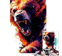 Puzzle per adolescenti da 1000 pezzi con orso ruggente e grafica digitale Aiuta a stimolare la mente decora la casa e rilassa Gioco adatto a persone dai 14 anni in su (38x26cm)