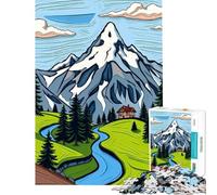 Puzzle per adolescenti da 1000 pezzi con paesaggio montano e baita Aiuta ad allenare la mente decorazione per la casa gioco rilassante Adatto a persone dai 14 anni in su (38x26cm)