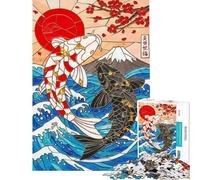 Puzzle per adolescenti da 1000 pezzi con pesci koi e vetrata artistica gioco per adulti regalo per la famiglia compleanno e Natale (dimensioni 50x75cm)
