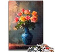 Puzzle per adolescenti da 1000 pezzi con pittura a olio di fiori, difficile e stimolante, con poster abbinato e foglio di quiz per età 14 anni, 50x75cm