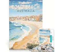 Puzzle per adolescenti da 1000 pezzi con poster di Bondi Beach in stile vintage, giochi rilassanti, interazione genitore-figlio, gioco di sfida unico 38x52cm
