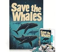 Puzzle per adolescenti da 1000 pezzi con poster "Salva le balene" antistress di difficoltà elevata adatto per la decorazione della scrivania 38x26cm