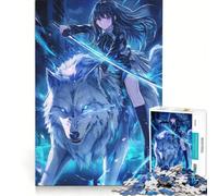 Puzzle per adolescenti da 1000 pezzi con ragazza anime a cavallo di un lupo, gioco pratico, difficile e stimolante, cerca un gioco impegnativo 38x52cm