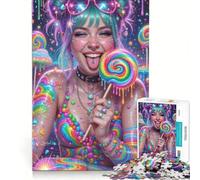Puzzle per adolescenti da 1000 pezzi con ragazza anime arcobaleno antistress sfida impegnativa rafforza l'amore tra le coppie 38x26cm