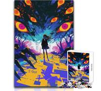 Puzzle per adolescenti da 1000 pezzi con ragazza anime che affronta occhi giganti, rompicapo, giochi per famiglie, attività per la famiglia, idee regalo, dimensioni 38x52cm