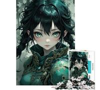 Puzzle per adolescenti da 1000 pezzi con ragazza anime dagli occhi verdi un esercizio per la mente e divertimento in famiglia giocattolo fai-da-te per ragazzi dai 14 anni in su (38x52cm)