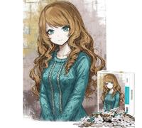 Puzzle per adolescenti da 1000 pezzi con ragazza anime dai capelli mossi gioco rompicapo gara di velocità manuale aiuta ad allenare il cervello (dimensioni 38x52cm)