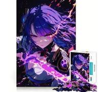 Puzzle per adolescenti da 1000 pezzi con ragazza anime dall'energia viola e bordi precisi,gioco divertente per concentrarsi,momento di relax,regalo di Natale rilassante 38x26cm