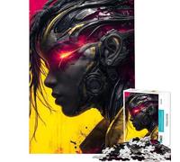 Puzzle per adolescenti da 1000 pezzi con ragazza cyberpunk e occhio rosso luminoso Puzzle per ragazzi giochi per famiglie modelli da assemblare regali di Natale e compleanno (dimensioni 38x26cm)