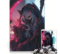 Puzzle per adolescenti da 1000 pezzi con ragazza demone e falce, gioco rilassante, decorazione per la casa, adatto per la decorazione della scrivania 50x75cm