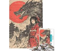 Puzzle per adolescenti da 1000 pezzi con ragazza drago in kimono puzzle per adulti gioco divertente che migliora la memoria compleanno e Natale (dimensioni 38x26cm)