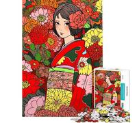 Puzzle per adolescenti da 1000 pezzi con ragazza giapponese in kimono puzzle artistico per adulti difficile lista dei desideri con Babbo Natale rompicapo giochi per famiglie 38x52cm