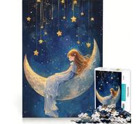 Puzzle per adolescenti da 1000 pezzi con ragazza sulla luna crescente, giocattolo antistress, sfida impegnativa, per rafforzare l'amore tra le coppie 38x26cm