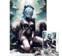 Puzzle per adolescenti da 1000 pezzi con rettili e ragazze anime gioco interattivo difficile antistress per migliorare l'amore tra le coppie (38x26cm)