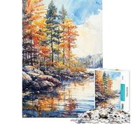 Puzzle per adolescenti da 1000 pezzi con riflesso autunnale sul lago puzzle per adulti gioco per famiglie regalo per donne compleanno e Natale (dimensioni 38x26cm)