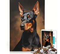 Puzzle per adolescenti da 1000 pezzi con ritratto di Doberman gioco rilassante per genitori e figli sfida unica 38x26cm