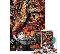 Puzzle per adolescenti da 1000 pezzi con ritratto di gatto a mosaico puzzle per adulti gioco rilassante decorazione da parete sfida impegnativa da completare (dimensioni 38x52cm)