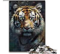 Puzzle per adolescenti da 1000 pezzi con ritratto di tigre, antistress con pezzi completamente incastrati e di forma casuale, per ragazzi dai 14 anni in su (dimensioni 26x38cm)