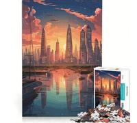 Puzzle per adolescenti da 1000 pezzi con skyline di una città fantastica, giochi per famiglie, assemblaggio di modelli, per rafforzare l'amore tra le coppie 38x26cm