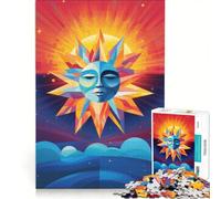 Puzzle per adolescenti da 1000 pezzi con sole astratto nel cielo, giochi per famiglie, assemblaggio di motivi, per rafforzare l'amore tra le coppie 50x75cm
