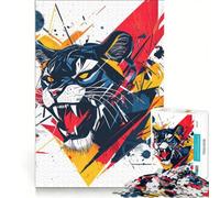 Puzzle per adolescenti da 1000 pezzi con tigre arrabbiata e arte astratta, giochi per famiglie, assemblaggio di motivi, per rafforzare l'amore tra le coppie 50x75cm