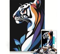 Puzzle per adolescenti da 1000 pezzi con tigre bianca e arte astratta giocattolo antistress sfida impegnativa per rafforzare l'amore tra le coppie 38x26cm