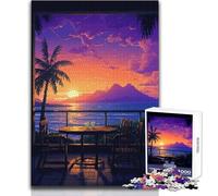 Puzzle per adolescenti da 1000 pezzi con tramonto sull'isola hawaiana, gioco educativo, regalo per donne, regali di compleanno, dimensioni 38x26cm