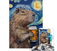 Puzzle per adolescenti da 1000 pezzi con un capibara che beve birra Gioco rompicapo gara di velocità manuale esercizio per il cervello (dimensioni 50x75cm)