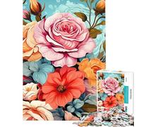 Puzzle per adolescenti da 1000 pezzi con un vivace bouquet di rose e un'opera d'arte floreale Gioco pratico ideale come regalo per donne (dimensioni 38x52cm)