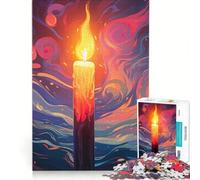 Puzzle per adolescenti da 1000 pezzi con una bellissima candela accesa, gioco impossibile, rilassante e stimolante per la mente, regalo per donne 38x26cm