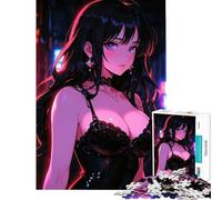 Puzzle per adolescenti da 1000 pezzi con una bellissima waifu in una città al neon ideale per compleanni e Natale Giocattolo per creare ricordi e decorare la parete Adatto a persone dai 14 anni in su