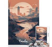 Puzzle per adolescenti da 1000 pezzi con vista sulla città di Omaha giocattolo educativo regalo per donne e uomini gioco impossibile Ogni pezzo è unico Dimensioni 38x52cm
