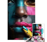 Puzzle per adolescenti da 1000 pezzi con volti dipinti a colori puzzle per adulti fai da te ideale per passare il tempo durante le vacanze o come regalo per tutta la famiglia (dimensioni 38x26cm)