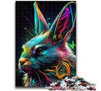 Puzzle per adolescenti da 1000 pezzi, coniglietti colorati ad acquerello, giochi educativi, decorazioni per la casa, gioco educativo per compleanno, Natale 50x75cm