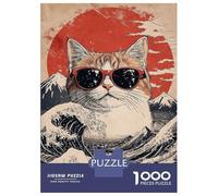 Puzzle Per Adolescenti Da 1000 Pezzi Cool Cat At The Great Wave Puzzle Per Adulti Giochi Rilassanti Regalo Di Compleanno Regali Per Amici E Familiari 70x50cm/1000pcs