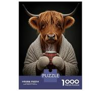 Puzzle Per Adolescenti Da 1000 Pezzi Cozy Highland Cow with Hot Drink Puzzle Per Adolescenti Giochi Rilassanti Decorazioni Murali Regali Unici Per Compleanno E Natale 52x38cm/1000pcs