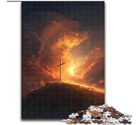 Puzzle per adolescenti da 1000 pezzi, Croce al tramonto, analisi e logica con pezzi completamente interconnessi di forma casuale, per ragazzi dai 14 anni in su (dimensioni 26x38cm)
