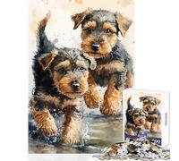 Puzzle per adolescenti da 1000 pezzi cuccioli di Airedale che giocano giocattoli antistress regali di compleanno giochi educativi collezione di artisti belle arti dimensioni 50x75cm
