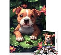 Puzzle per adolescenti da 1000 pezzi cucciolo e rana nello stagno delle ninfee decorazione per la casa giocattoli regalo di compleanno giochi rilassanti interessanti per ridurre lo stress 50x75cm