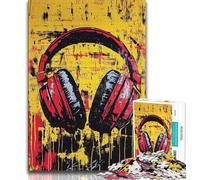 Puzzle per adolescenti da 1000 pezzi, cuffie artistiche, giocattoli di gioco stimolanti, regali di Babbo Natale segreto per età dai 14 anni in su, 38x26cm