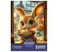 Puzzle Per Adolescenti Da 1000 Pezzi Cute Bunny Eating Ramen Puzzle Per Adulti Giochi Rilassanti Decorazione Perfetta Gioco Stimolante Regali 38x26cm/1000pcs