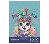 Puzzle Per Adolescenti Da 1000 Pezzi Cute Llama with Flowers - No Problama Puzzle Per Adulti Gioco Rompicapo Decorazione Per La Casa Interazione Genitore-figlio 70x50cm/1000pcs