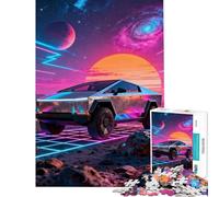 Puzzle per adolescenti da 1000 pezzi Cyberpunk Cybertruck in un paesaggio retrò Difficile e stimolante Regalo per donne Giochi divertenti per e dai 14 anni in su (38x52cm)
