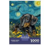 Puzzle Per Adolescenti Da 1000 Pezzi Dachshund Puppy in Starry Night Style Puzzle Giochi Divertenti Regalo Di Compleanno Offerta Come Regali Per Tutta La Famiglia 52x38cm/1000pcs