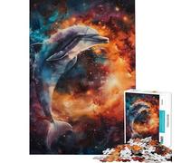 Puzzle per adolescenti da 1000 pezzi "Danza del delfino cosmica" - Sfida educativa - Regalo per donne - Gioco educativo per ragazzi dai 14 anni in su (38x26cm)